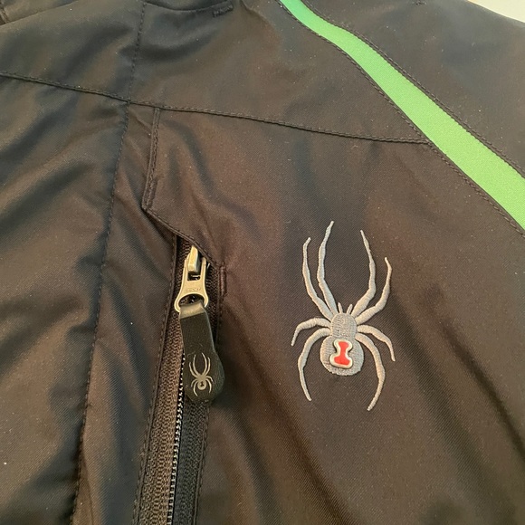 Spyder Kids Black and Green Ski  Jacket Size 12 - Picture 2 of 12